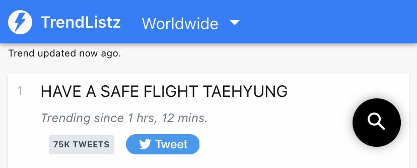 yayy trending at # 1 worldwide 

HAVE A SAFE FLIGHT TAEHYUNG