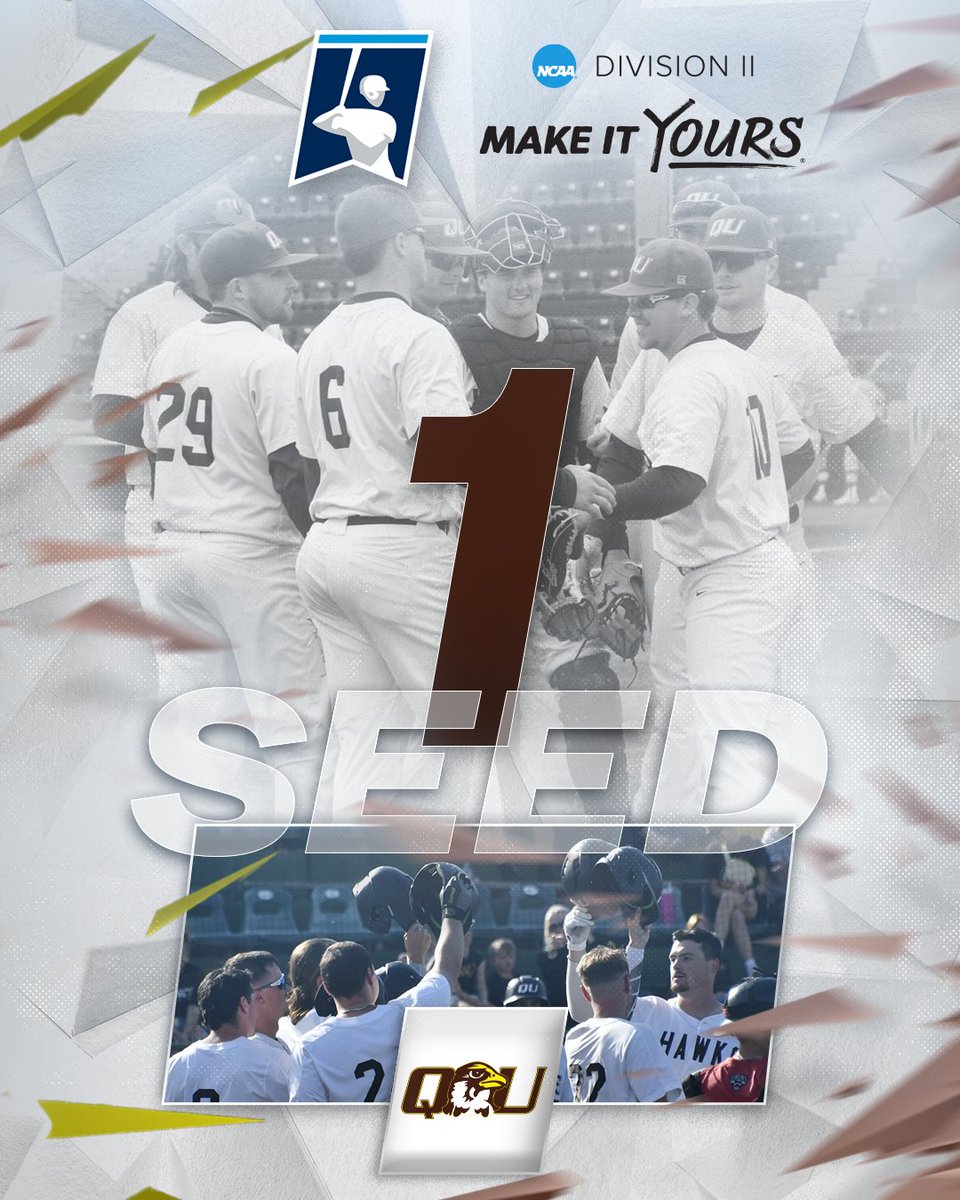 NCAADII's tweet photo. Representing the Midwest Region as the No. 1 seed, @QUHawksBaseball!   

#D2BSB | #MakeItYours https://t.co/OUDTyTiVKY