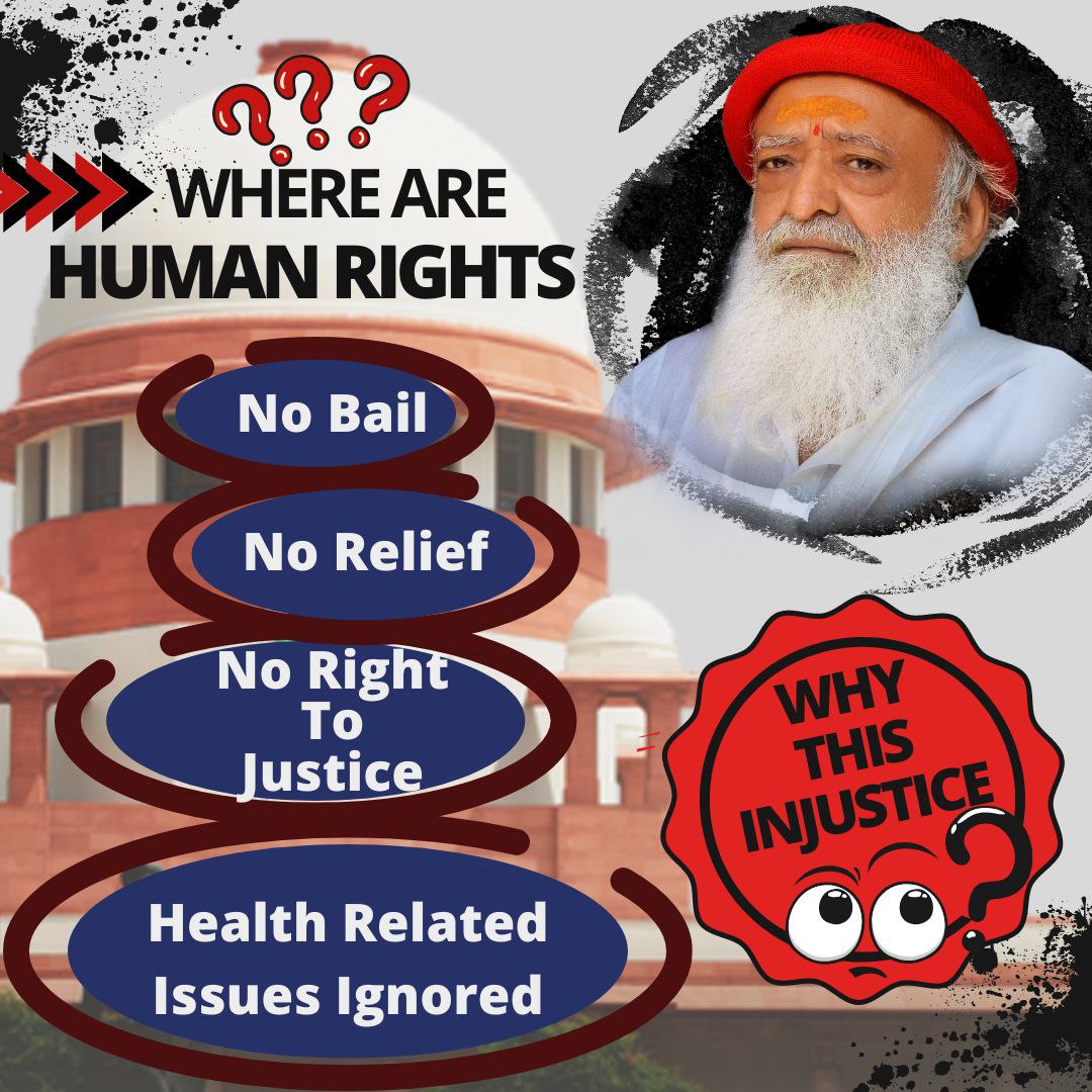 Every citizen has right to have basic Human Rights but Sant Shri Asharamji Bapu Case is an Exceptional Scenario where a renowned,innocent Hindu Saint who is aged &amp; fighting with chronic diseases not given a single day parole or bail in 10 yrs, shows
#RightsForAll are not same.
