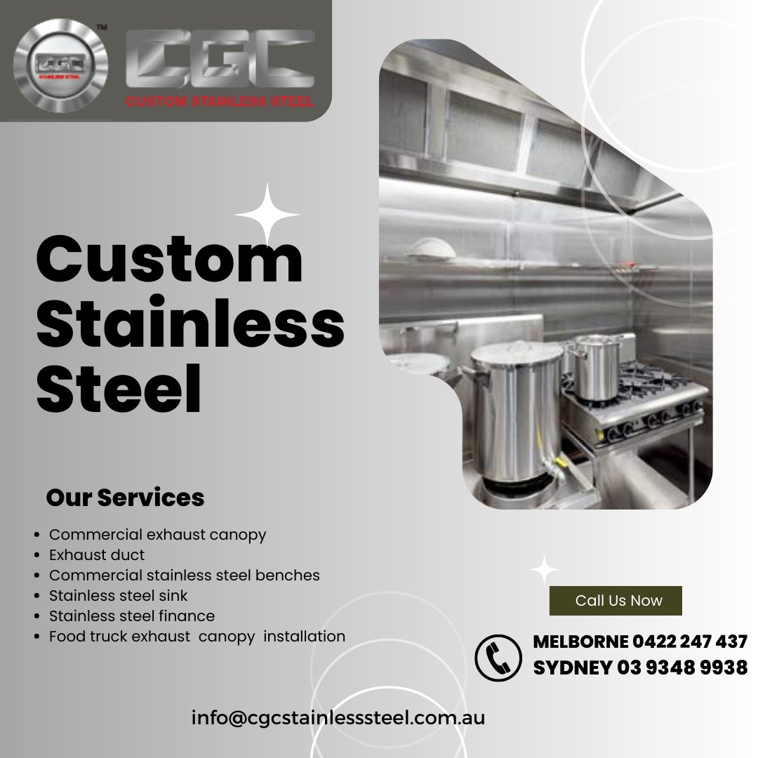 CgcStainless's tweet photo. CGC Stainless Steel Fabrication is a leading stainless steel fabrication company in Melbourne.
Contact us today!
CGC Melbourne 📱
03 9348 9938
CGC Sydney 📱
02 8717 3200
https://t.co/c0YxiLIxas
#cgcstainlesssteel #exhaustcanopy #exhaustduct #stainlesssteelsink https://t.co/TLHrELrb9t