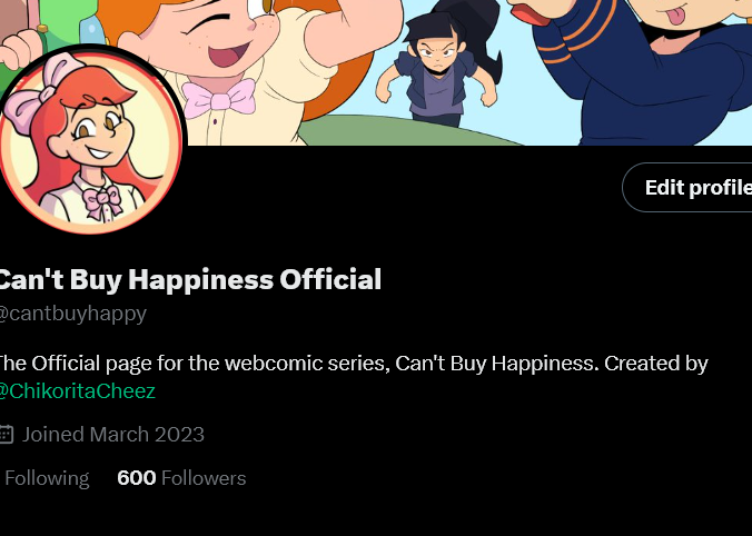 WOOT THANKS FOR GETTING CAN'T BUY HAPPINESS TO 600 FOLLOWERS FOLKS!