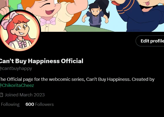 WOOT THANKS FOR GETTING CAN'T BUY HAPPINESS TO 600 FOLLOWERS FOLKS!