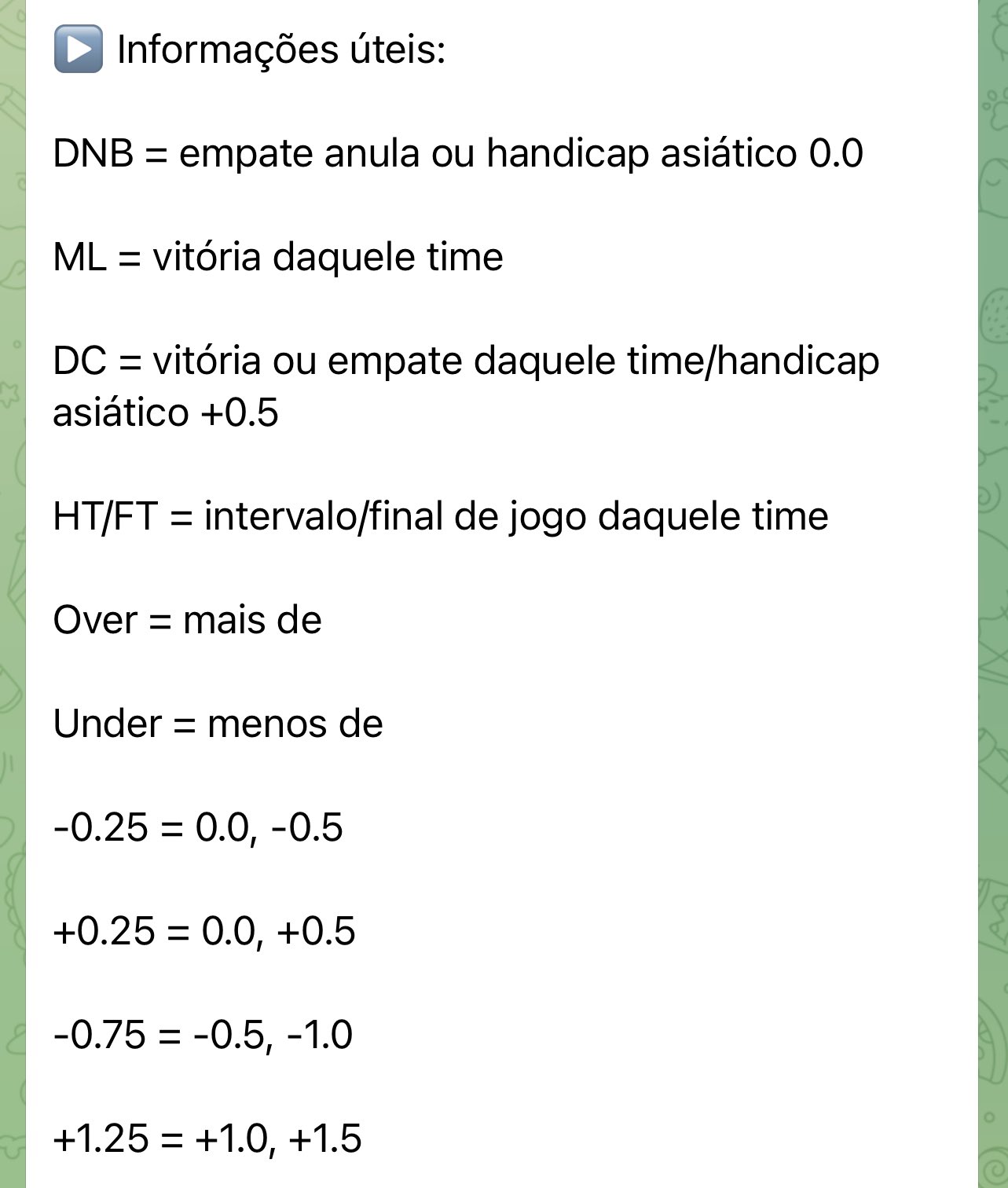 Guia das Apostas on X: Glossário direto do nosso VIP Tradicional. PS.:  ninguém deve começar a apostar sem dominar todas essas siglas e entender o  que é handicap. Isso é o básico