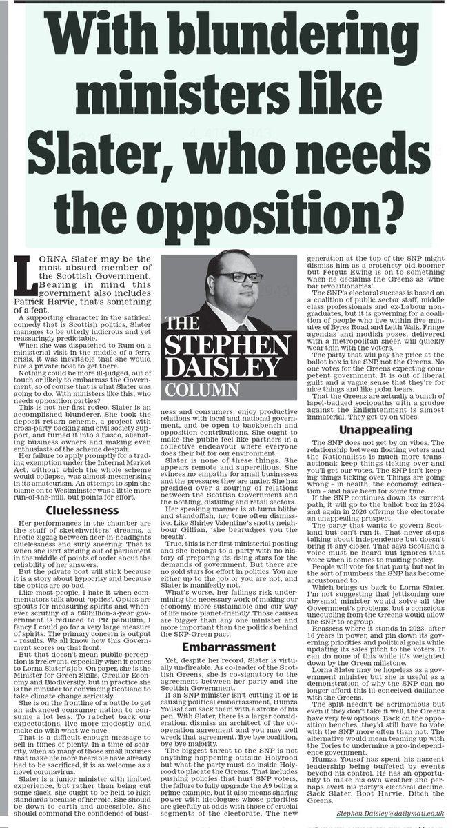 'Lorna Slater may be the most absurd member of the Scottish Government. Bearing in mind this government also includes Patrick Harvie, that’s something of a feat.' 😂😂😂😂😂