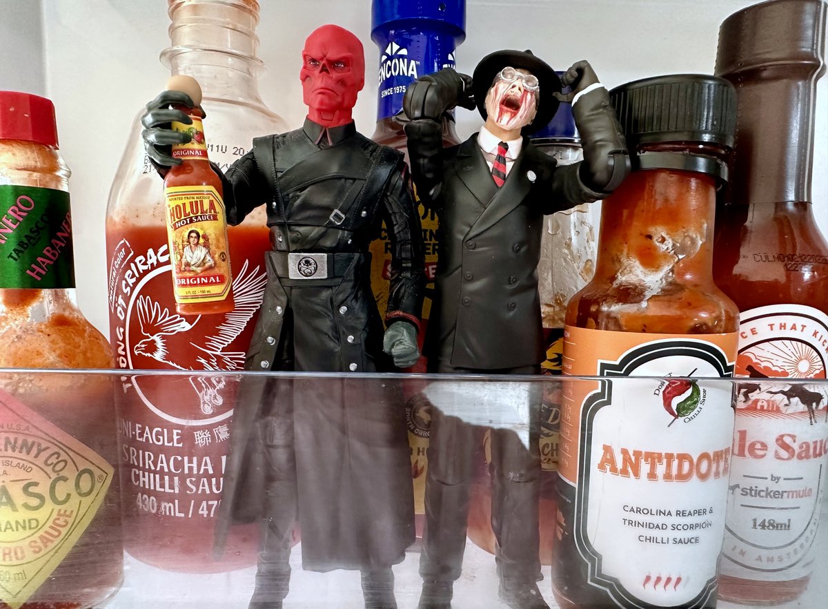 Found the perfect place for Red Skull and Toht in the fridge with my extensive collection of hot sauces. Where's the weirdest place you've displayed an action figure?
10% site-wide @Zavvi discount code: MARSH prf.hn/l/5NLk5Gg