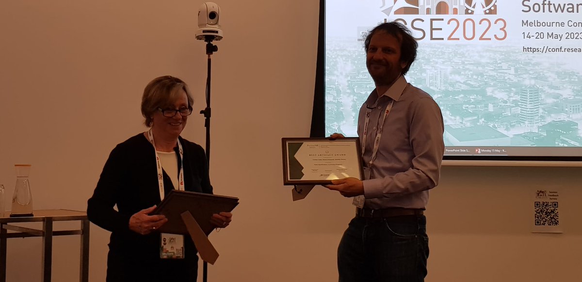 FormaliSEconf's tweet photo. The best artifact award goes to...Cristian Cadar, Daniel Schemmel, Arindam Sharma for their paper Patch Specifications via Product Programs#FormaliSE23 #bestartifactaward #ICSE23 https://t.co/OUjc4jWgau