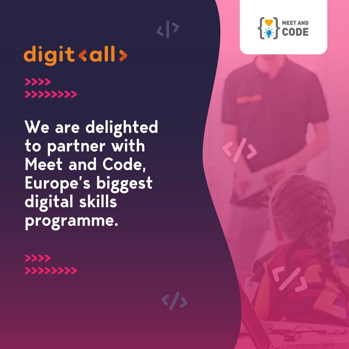 digitallcharity's tweet image. We are excited to partner with Meet and Code, Europe's largest digital skills program. Together, we'll support the continent's goal of ensuring that 80% of its population possesses fundamental digital skills by 2030.
#MeetAndCode #codeEU #DigitalSkills4All #amazonfutureengineer