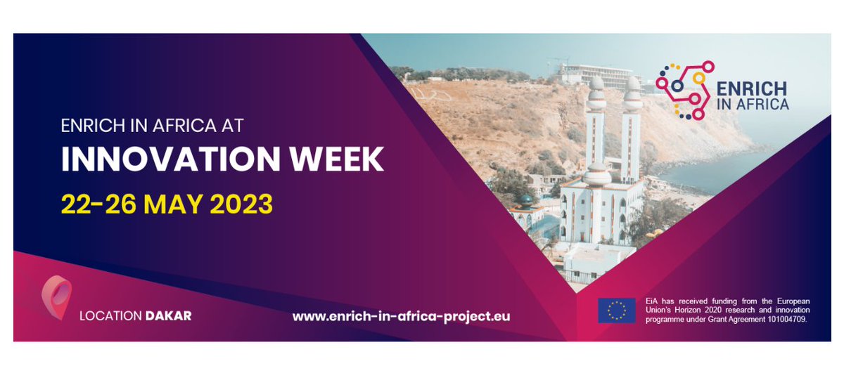 📢#EiA goes Dakar!

Senegal is the place to be from 22-26 May! Join #EiA partners for a week of Innovation Events, including the EiA Learning Expedition by <a href="/bondinnov/">Bond'innov</a>, the <a href="/AFRICARENA/">AfricArena</a> Dakar Summit, the <a href="/SBCAfriTech/">SBCAfriTech</a>  ASIP Accelerator Demo Day &amp; more🎊🎊

👉bit.ly/3W2d1L4