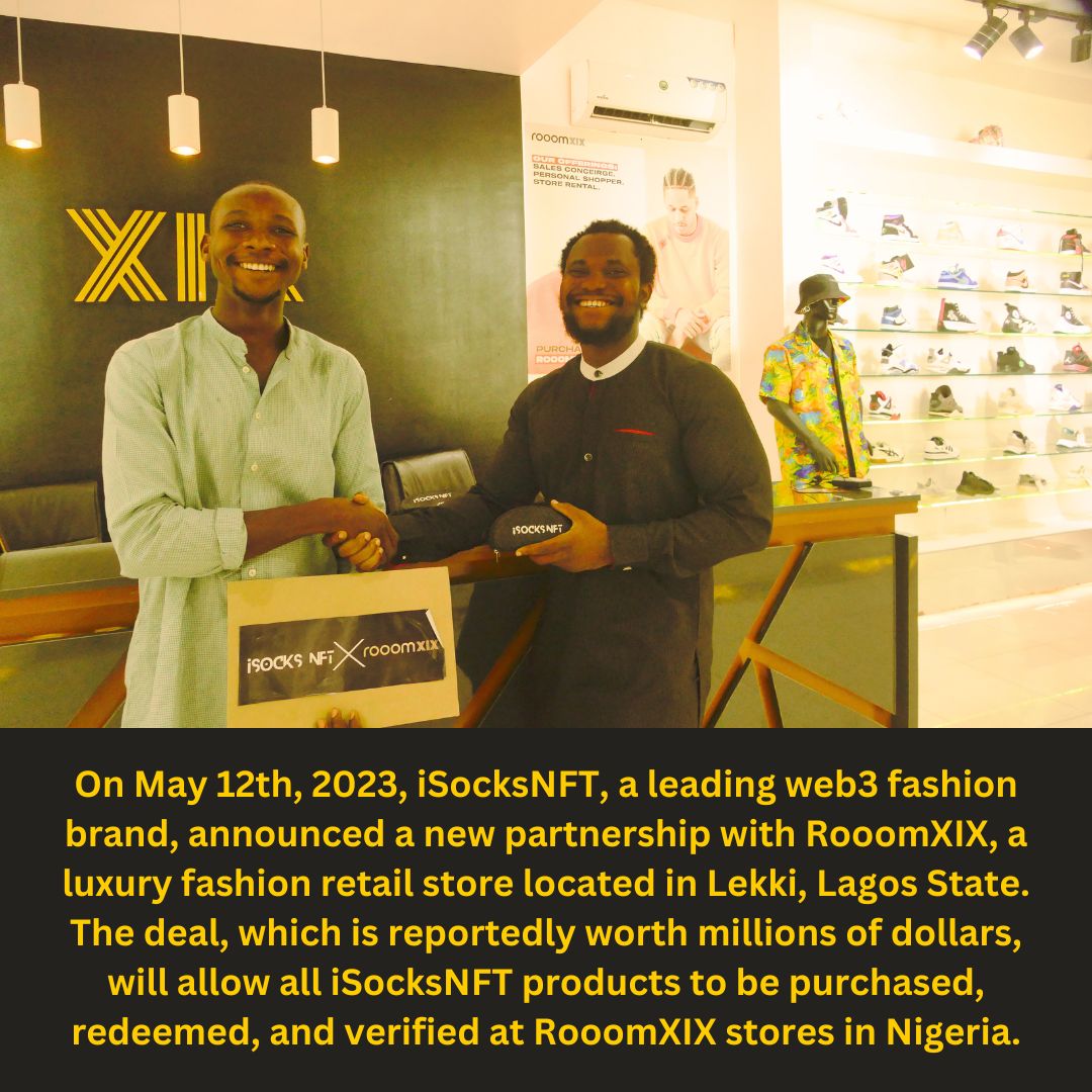 infintyAuctions's tweet photo. A Nigerian-rooted web3 fashion company, iSocksNFT, has just sealed a groundbreaking deal worth millions of dollars. 

Read more↘️

https://t.co/6jnWK8MPXf https://t.co/3gsdQN3E7V