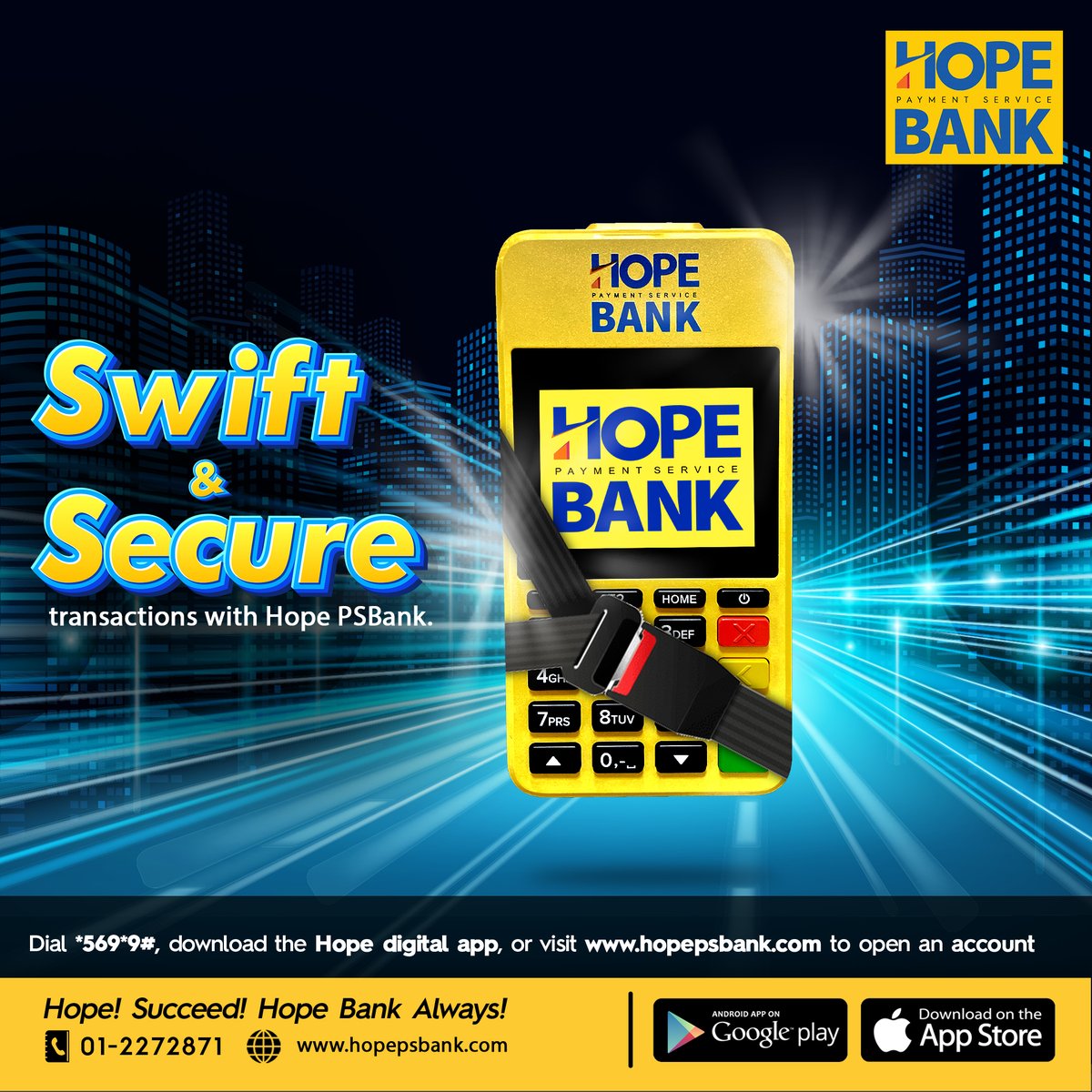 hopepsbank's tweet image. Make swift and secure transactions with Hope PSBank.
Simply dial *569*9#, get the Hope Digital app or visit hopepsbank.com to get started.
#SecureBanking #PaymentService #StayConnected

#HopeBankAlways #PaymentServiceBank #Nigeria #Monday