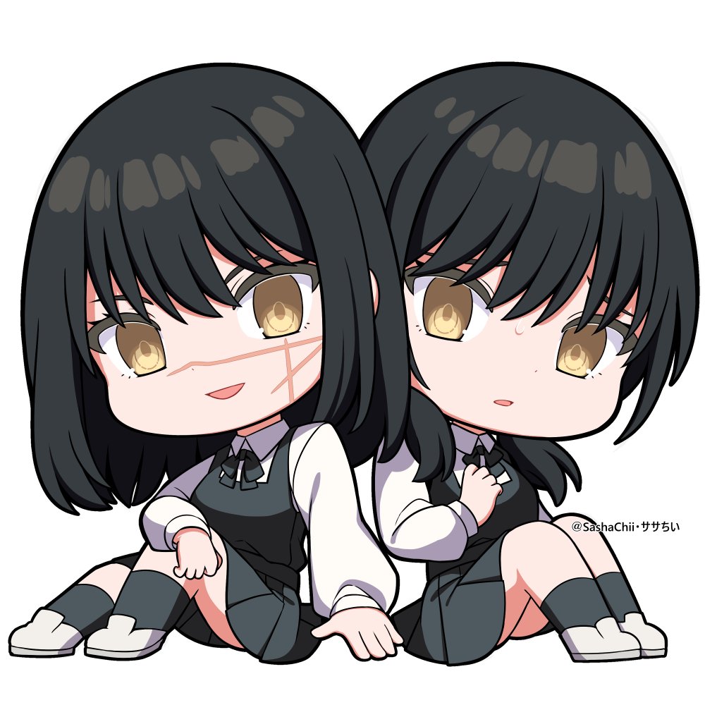 「Chibi commission~ Asa & yoru」|ササちい (Sasha Chii）のイラスト