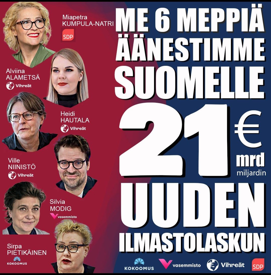 @pbyrokraatti Vihreät sai eduskuntavaaleissa 7% kannatuksen. Silti meillä on kuusi vihreää meppiä! Miten tämä on edes mahdollista? #Kokoomus ääniharava Sirpa Pietikäinen on huseerannut 15 vuotta meppinä Suomen etua vastaan ja presidentti Niinistön veljenpoika on samaa maata. Nämä ihmetyttää..