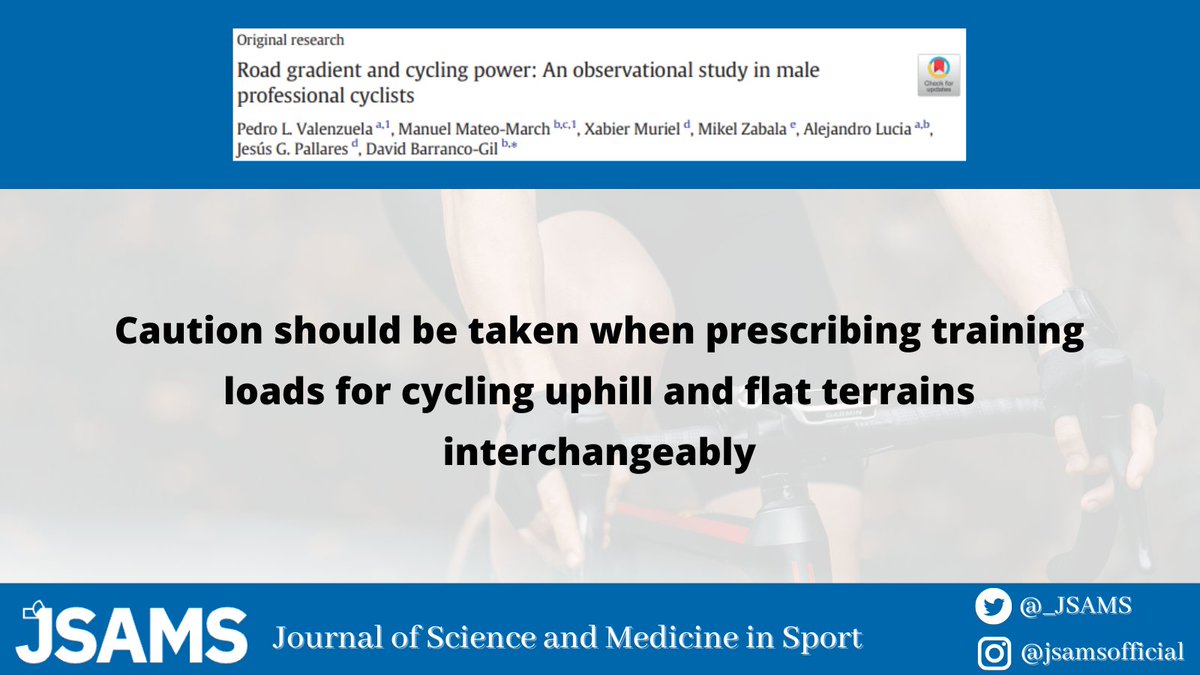 This paper explored 🔎 the influence of road gradient on cycling power output in male professional cyclists 🚴‍♂️

👉 doi.org/10.1016/j.jsam…

@david_barranco @mmateo_march @pl_valenzuela @CanalUGR @ZabalaMikel @PallaresJG @xabimu