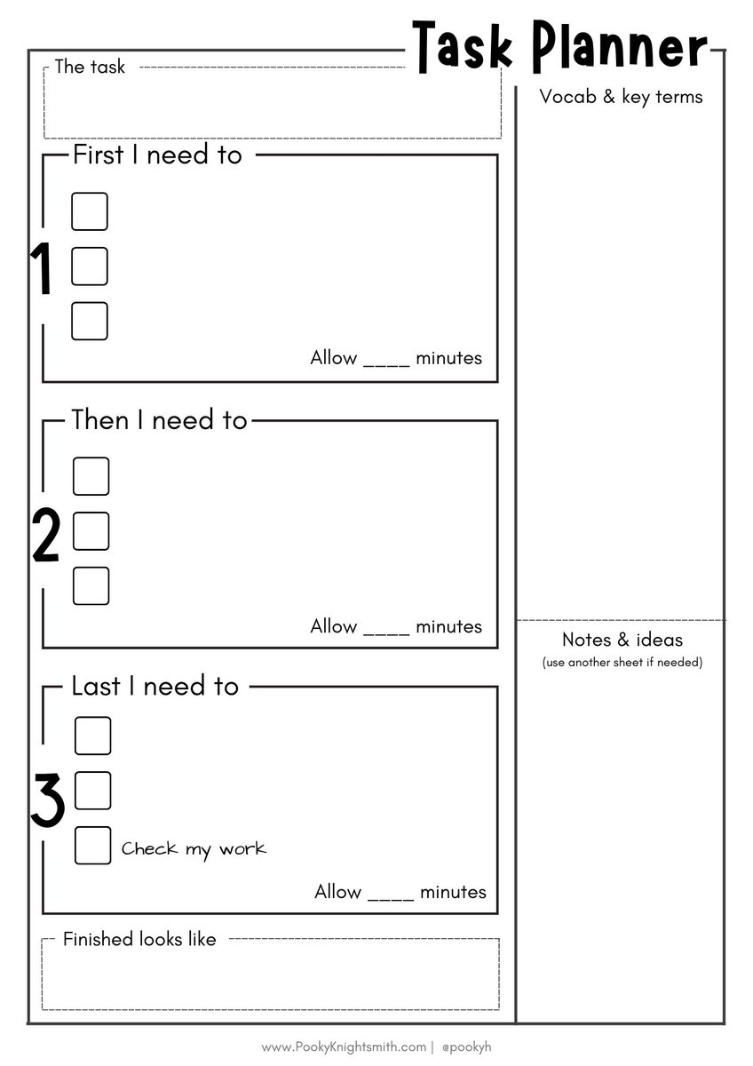 ADHD/AUTISM This task planner can be used as a framework to help students who struggle with executive function to manage tasks in class or at home Downloadable PDF here: pookyknightsmith.com/download-stude… If you like it, please share it