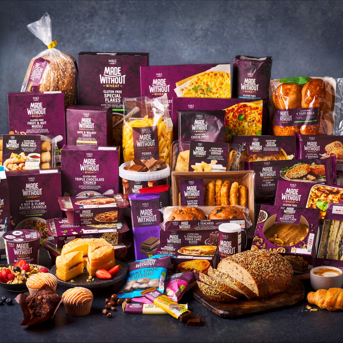 marksandspencer's tweet image. It's Coeliac Awareness Week, and here at M&amp;amp;S we have a wide range of gluten-free products across the Foodhall that are packed with flavour so you don't have to miss out on the foods you love. 🙌 Find our full Made Without Wheat range in the Foodhall now! 🥐 🍞 🍰