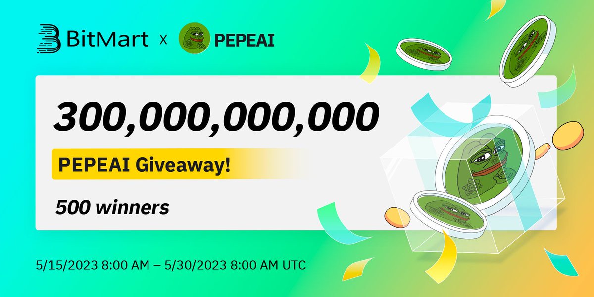 🌟BitMart X PEPEAI Listing Airdrop

1⃣Follow <a href="/BitMartResearch/">BitMart Research｜$BMX HODLer</a> &amp; <a href="/BitMartExchange/">BitMart</a> &amp; @PepeAIcoin 

2⃣Join t.me/BitMartExchang… &amp; t.me/pepeaicoin

3⃣RT &amp; Tag 3 frds 

4⃣Fill forms.gle/vqXsjCZRTAMbRt…

🎁500 winners / 300,000,000,000 PEPEAI.
Register👉bitmart.com/register-refer