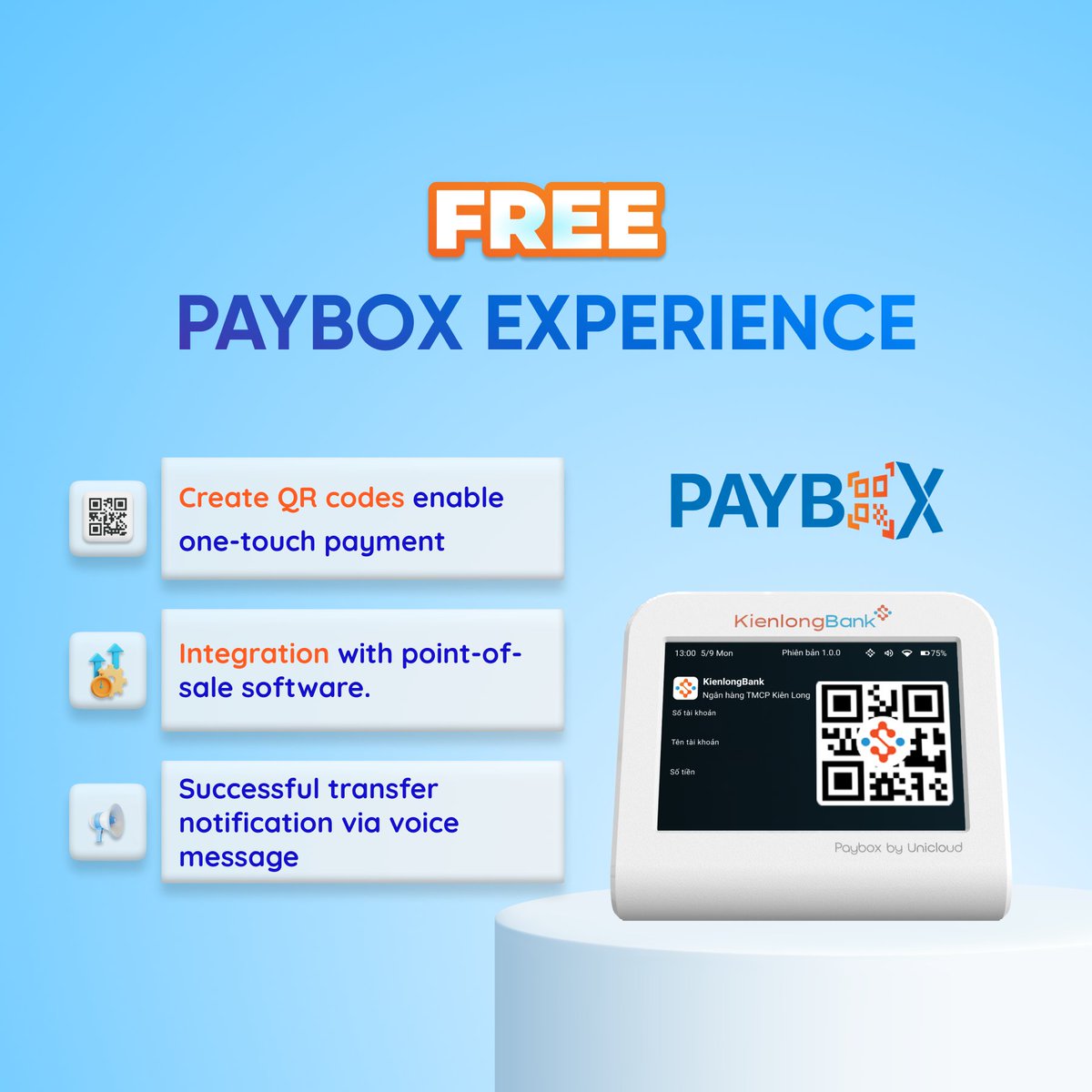UnicloudIT's tweet photo. 👍Use MyShop with no fees and experience free Paybox with Unicloud! 
📷Contact us today to receive many benefits! 

 #Unicloud #Paybox #MyShop #giaiphap #thanhtoan #QR #POS #social #media https://t.co/sXH7ChSW2Y
