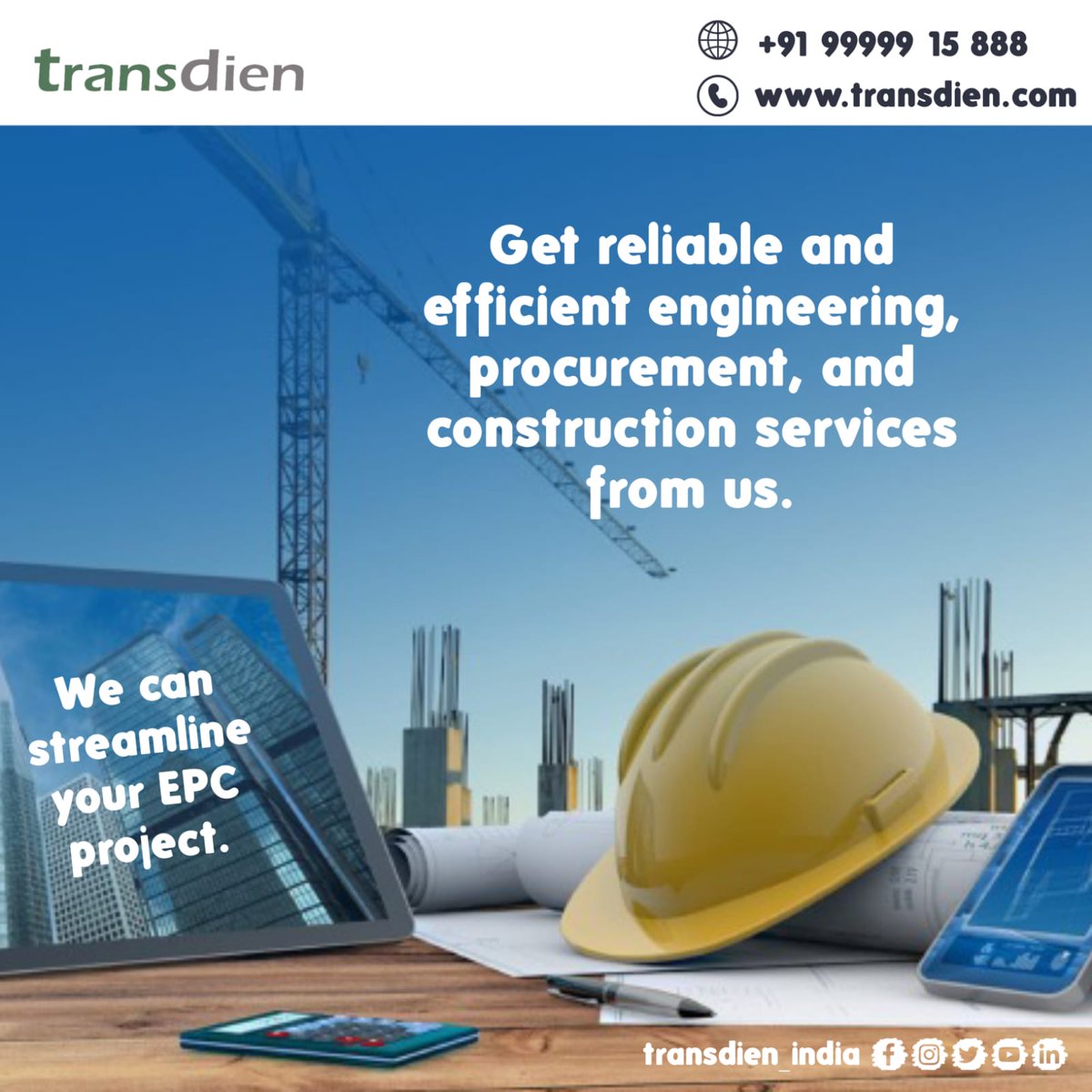transdien_india's tweet photo. β
Count on us for reliable and efficient engineering, procurement, and construction services.
β
Our EPC team can streamline your project.
Book now!
π² 91 9999915888.
π― Visit: https://t.co/zko4F3WJQj
#transdien #transdienindia #transdienprivatelimited #epc #epcservice https://t.co/k4hXvVTj1A