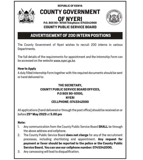 We encourage all our fellow youths and graduates to take up this chance and apply. This is a great opportunity to gain valuable experience and skills in your field of interest.Don't miss out!!!! #InternshipOpportunities #CountyGovernment  #CareerDevelopment #youthempowerment