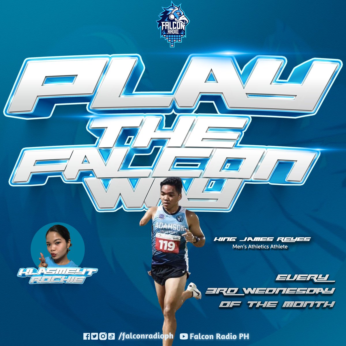 FalconRadioPH's tweet photo. Beyond his name, he is known as king for a reason! 👑
 
Join Klasmeyt Rochie as she shares her conversation with Klasmeyt King James Reyes of Men’s Athletics! 💙

Dahil dito sa Falcon Radio, #KlasmeytIkawAngBida https://t.co/uyaBHtKDop