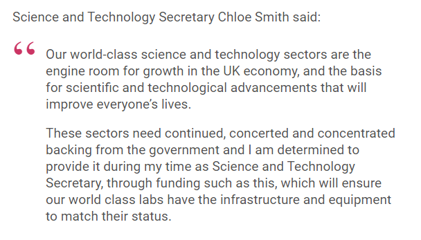 We’re investing £103m to expand and upgrade the UK’s world class research infrastructure, including digital infrastructure, ensuring UK researchers have access to the best labs and equipment they need to tackle society’s most complex challenges. 🧵1/
