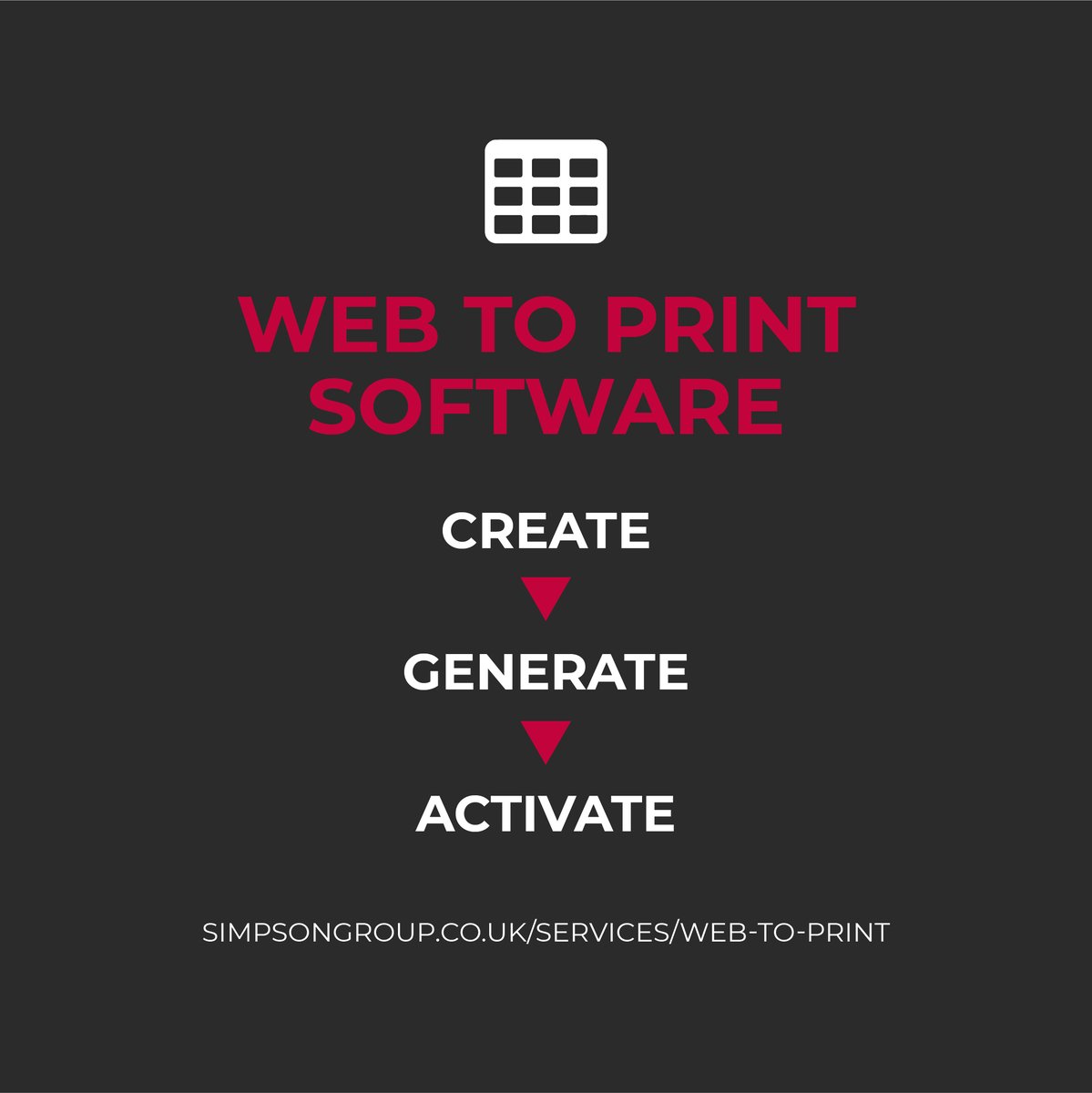 The Simpson Group web to print software is the online solution for fully customisable in-store advertising and marketing. Simply choose a product, check the proof and order. 

Your professional quality items will be printed and delivered to your business

bit.ly/3Eomt3Y