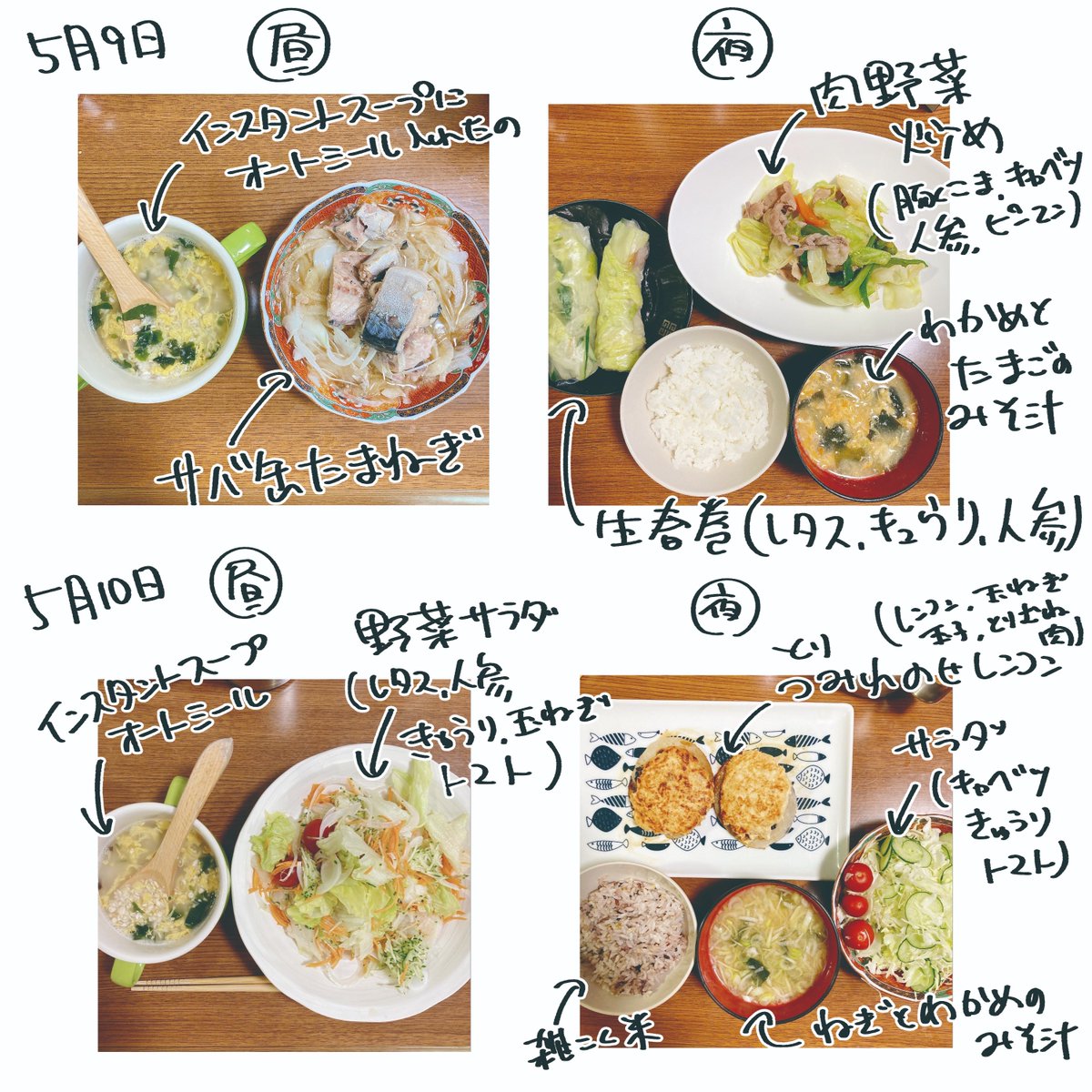ダイエット1週間の食事記録。 現在-3kg達成。この期間にした運動はウォーキング1時間×2日、スクワット10回×2日、リングフィット1ステージ×1日、お腹ひねり体操×4日くらい。 明日はチートデイで焼肉行くよっ!!