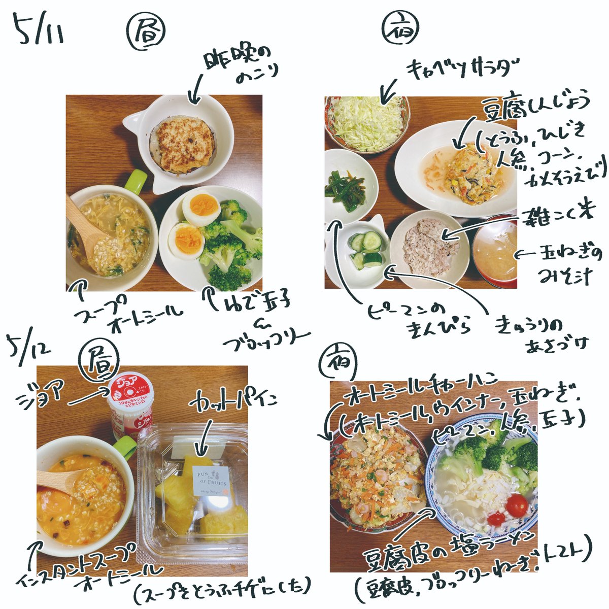 ダイエット1週間の食事記録。 現在-3kg達成。この期間にした運動はウォーキング1時間×2日、スクワット10回×2日、リングフィット1ステージ×1日、お腹ひねり体操×4日くらい。 明日はチートデイで焼肉行くよっ!!