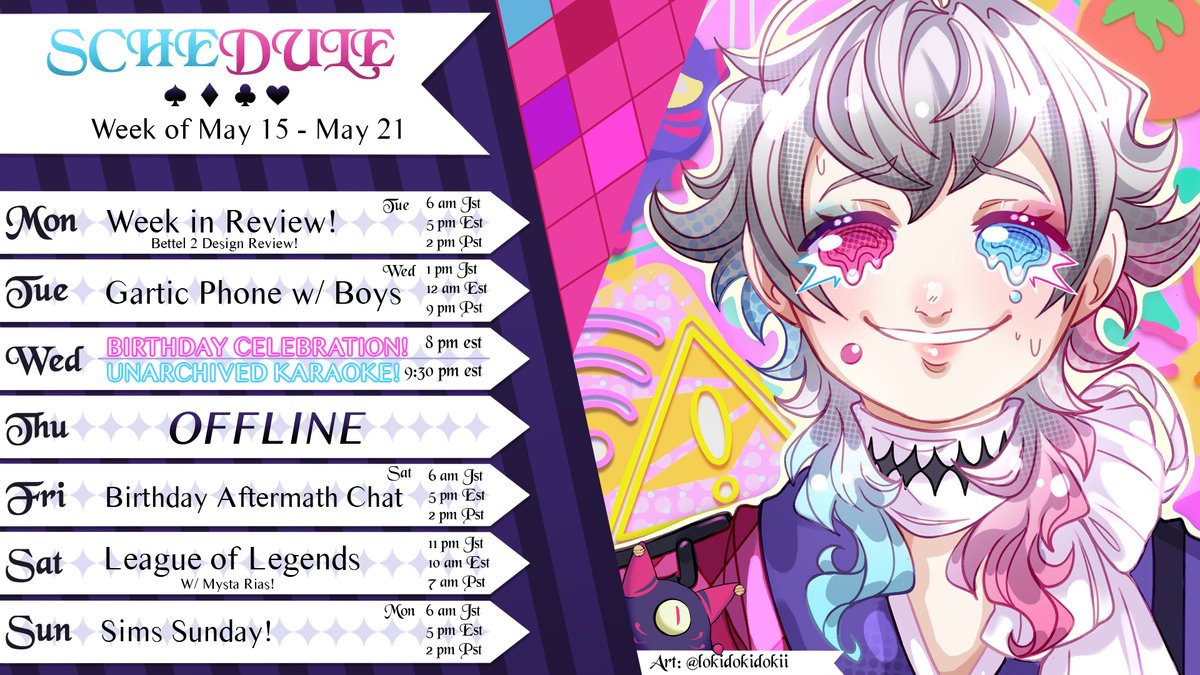 gavisbettel's tweet photo. 🎩MY SCHEDULE!🎂
           5/15 - 5/21

🥳IT'S MY BIRTHDAY WEEK! I AM SO EXCITED! PLENTY OF BIG THINGS TO COME, AS WELL AS SOME SURPRISES..👀

🔴Live: #BettelBeThere 
🎨Art: #Bettelful 
📢Meme: #BettelCallLol 
👔Assets: #BettelGear 
🤡Fans: #Bettelion 
🎞️Clip: #ABettelProduction https://t.co/9g0FEn11xA