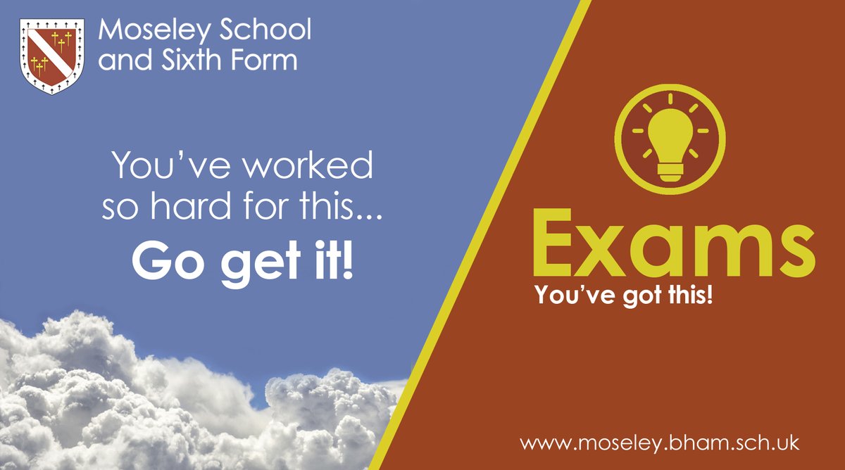 MoseleySchool's tweet photo. Wishing all our @MoseleySchool Year 11 and Year 13 students the very best of luck as they start their #exams this week... You've got this! #Resilience #Ambition #Independence #Supportiveness #EffectiveCommunication #gcses2023 #alevels2023 https://t.co/0bNjoogQlG