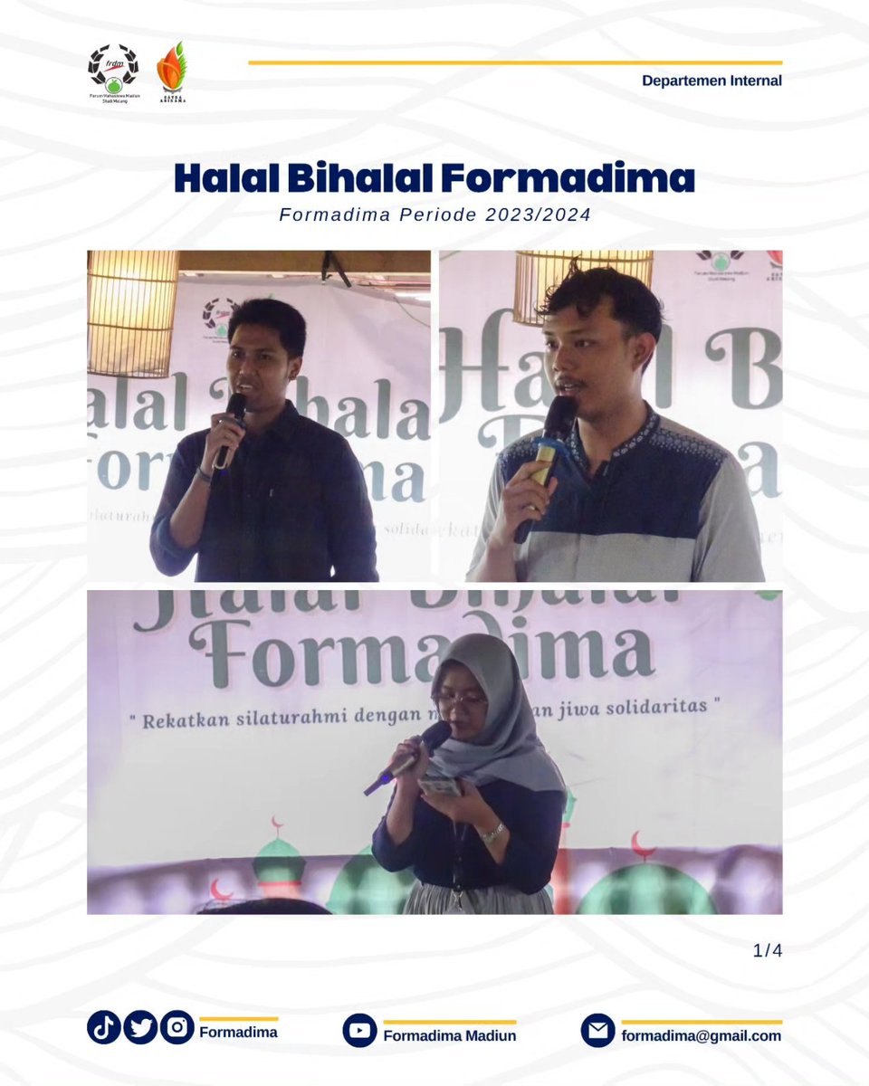 formadima's tweet photo. 《HALAL BIHALAL FORMADIMA》

Halo Dhulur!!

Kemarin pada hari Sabtu, 6 Mei 2023 di Warung Parikaton Kabupaten Malang, Formadima telah melaksanakan Halal Bihalal. Halal Bihalal ini bertujuan untuk mengeratkan tali silahturahmi antar pengurus, anggota, dan alumni formadima✨ https://t.co/RxBflIPiWJ