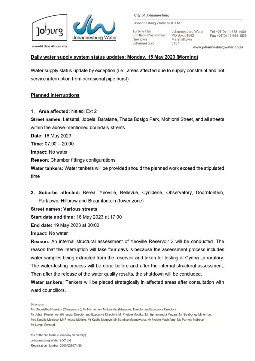 Johannesburg Water tweet media