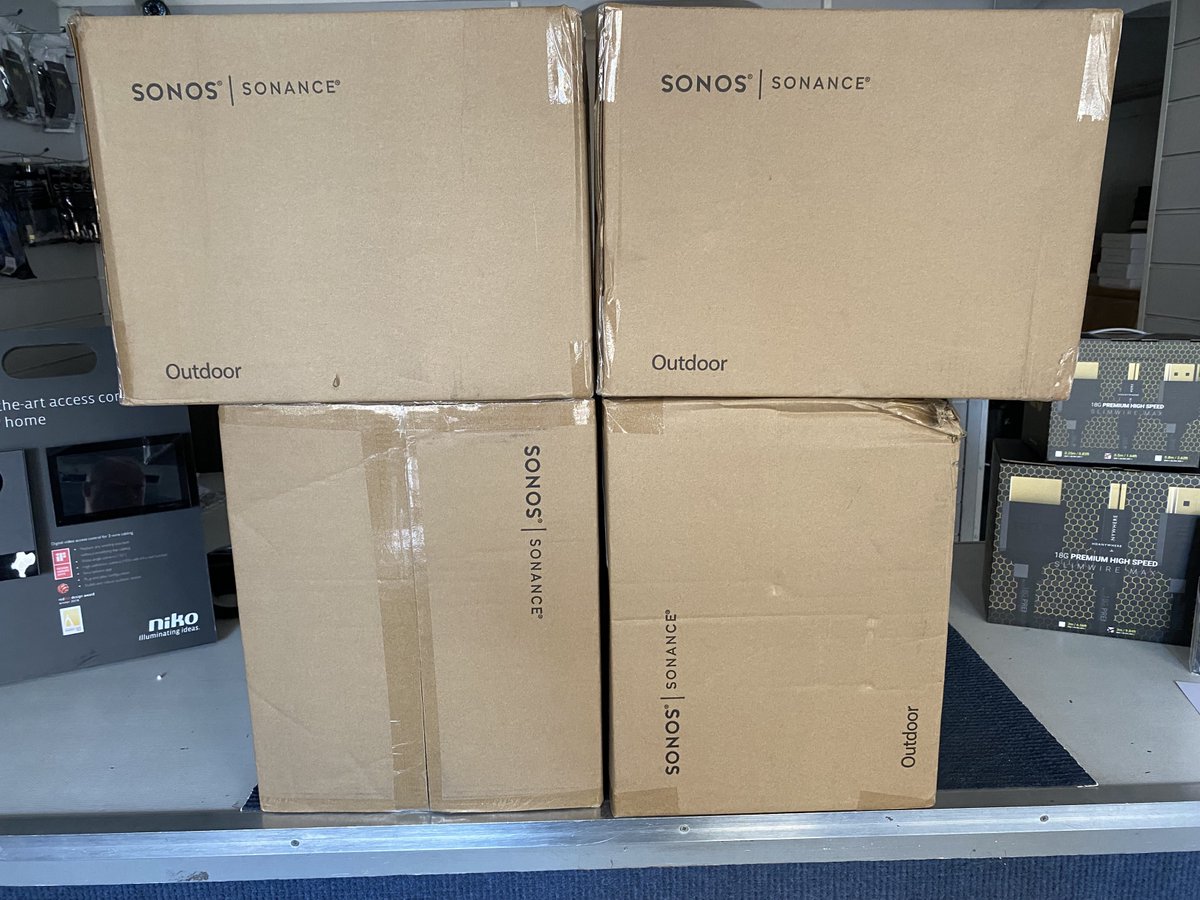 Thank you <a href="/Sonos/">Sonos</a> for our latest delivery.  Shame they aren't hanging around and have already been allocated to complete a garden install in the Cotswold this week 😉