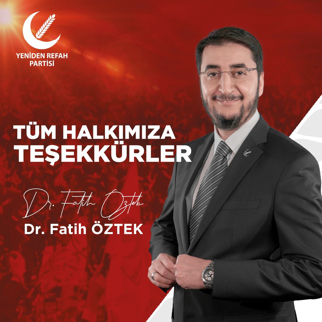 28. Dönem Milletvekilliği seçimlerinde bizlere güvenen ve oylarıyla Yeniden Refah Partimizi destekleyen tüm seçmenlerimize teşekkür ediyorum. 
Teveccühünüze layık çalışmalarımıza tüm gücümüzle devam edeceğiz inşallah.
Bu sadece bir başlangıç, Milli Görüş mecliste!