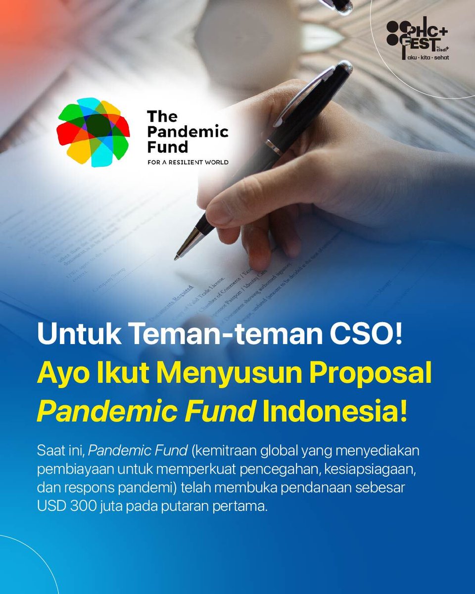 CISDI_ID's tweet photo. Ayo ikut menyusun proposal Pandemic Fund Indonesia. Tapi apa itu sih Pandemic Fund? Yuks kenalan dulu. #pandemicfund #sehatadilsetara #cisdi https://t.co/h8VA2boDT4