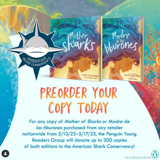 mcmsharksxx's tweet photo. Heard the news? I'm partnering with @sharkstudies on #MotherofSharks #Madredelostiburones! Up to 200 copies of my book will be donated to ASC for every preorder placed from May 13-17, 2023.
Barnes&amp;Noble: https://t.co/aruA0rsVdX
Target: https://t.co/fJLB1ogGZx

#sharks #kidlit https://t.co/CbNI7QK14Q