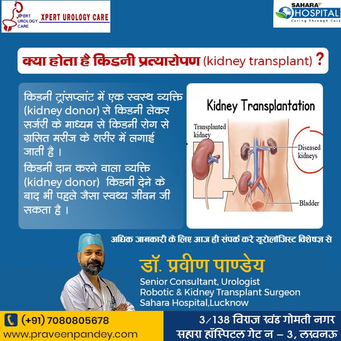 #kidneytransplant #kidney #roboticsurgery #roboticsurgeon #surgery #kidneystones #KidneyStoneTreatment #kidneytransplantsurgeon Dr. Praveen Pandey Senior Consultant, Urologist (Robotic & Kidney Transplant Surgeon) Xpert Urology Care, Opp SAHARA HOSPITAL, Gate No. 3