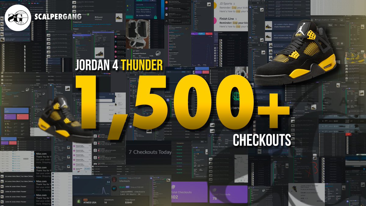 ScalperGang's tweet photo. Nike nerfed? Not a problem for Scalper Gang members. Over 1500 checkouts mostly from Shopify. https://t.co/nm4rcZQvKd