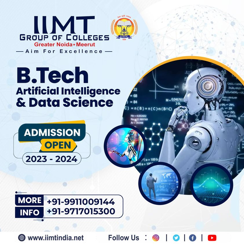 iimtnoida's tweet image. Your Career is Our Promise !!
B.Tech (Artificial Intelligence &amp;amp; Data Science)
ADMISSION OPEN FOR SESSION 2023 -2024
iimtindia.net
Call Us: 9520886860
#BTechAI #BTechDS #IIMTIndia #IIMTNoida #btechdatascience #IIMTGreaterNoida #IIMTDelhiNCR