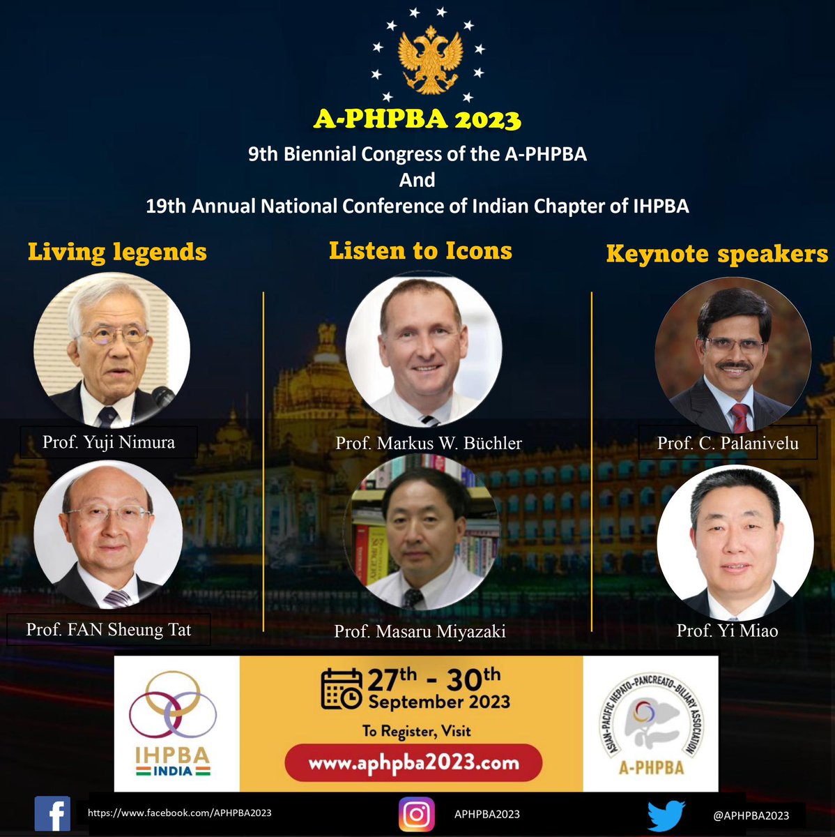 APHPBA2023's tweet photo. #APHPBA2023:
With their passion for excellence &amp; commitment to the highest standards of patient care, they are sure to inspire us all.
Get ready 2b dazzled by

Living Legends: Prof Nimura &amp; Prof Fan
Icons: Prof Büchler &amp; Prof Miyazaki
Keynote Speakers: Prof Palanivelu &amp; Prof Miao https://t.co/J3w1cZ1wIn
