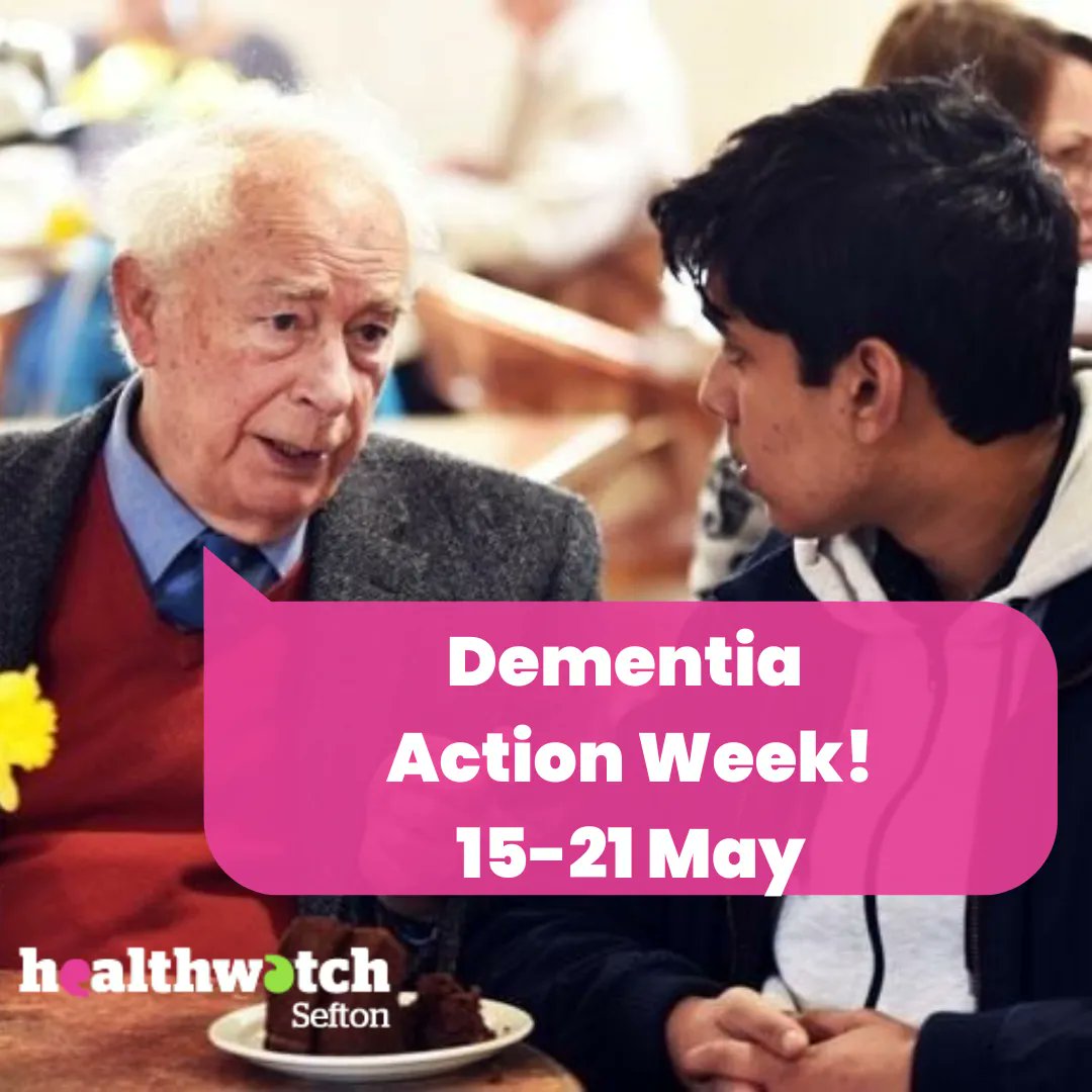 It's Dementia Action Week and we're encouraging people to get a diagnosis, following a sustained drop in dementia diagnosis rates for the first time ever. More info buff.ly/3LRpk8q #healthwatchsefton #dementia #dementiaactionweek