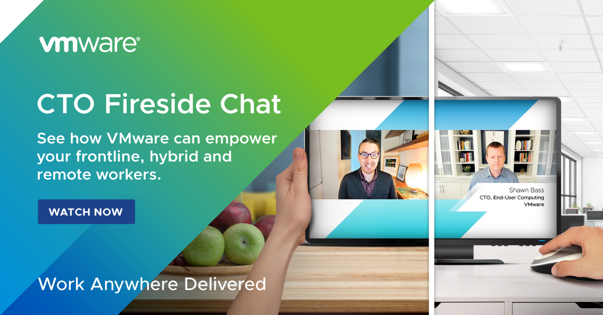 VMwareIN's tweet photo. What’s the difference between frontline, hybrid and remote workers? Find out how each has unique needs with Shawn Bass, #VMware End-User Computing CTO, and discover solutions to help boost their productivity: https://t.co/9YpczwmCxQ

#DistributedWorkforce
#RemoteWork https://t.co/nl72iTusP0