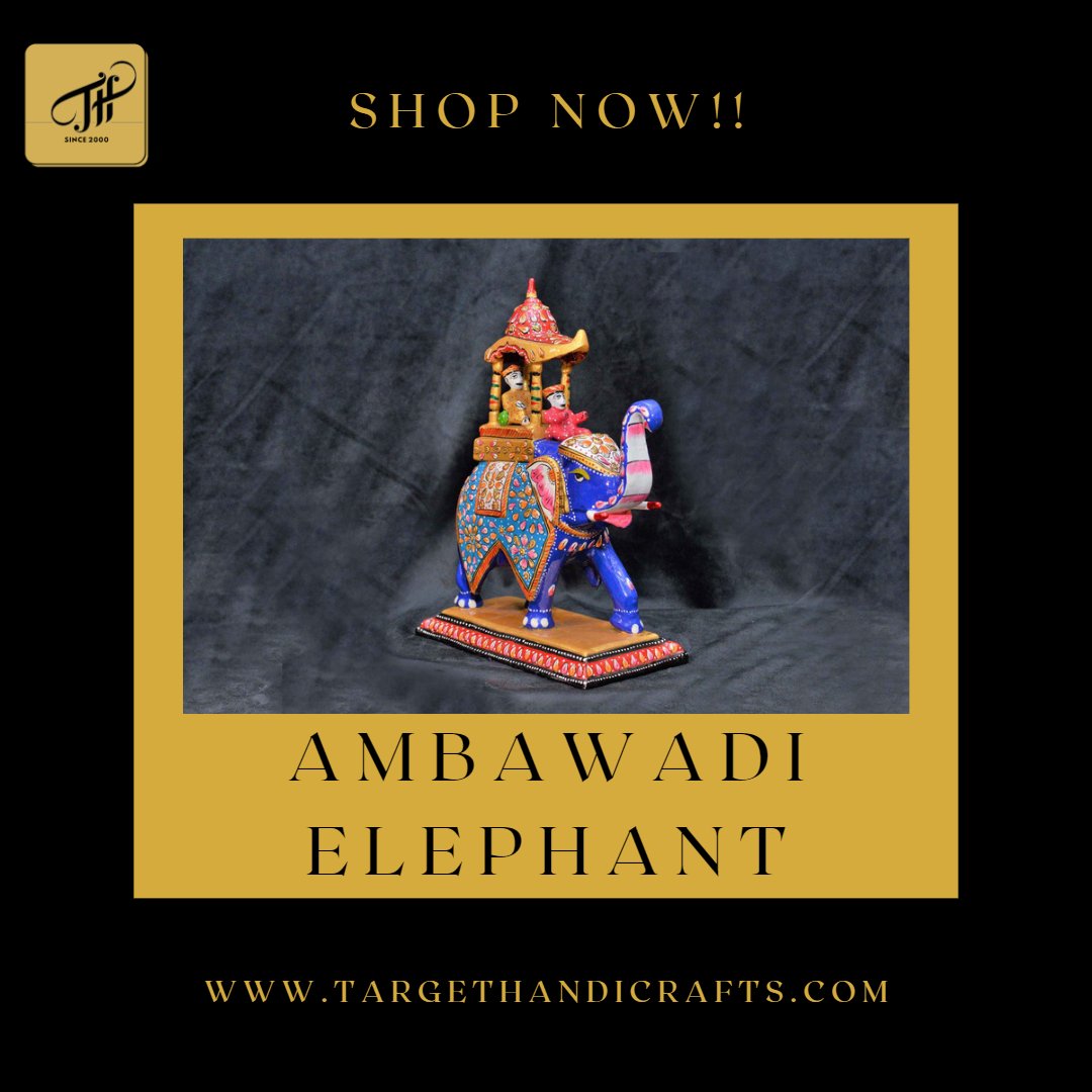 Embrace the beauty of traditional craftsmanship with this exquisite Meenakari Ambawadi elephant, intricately hand-painted with vibrant colors and delicate details. #TargetHandicrafts #MeenakariArt #IndianArt #Handicrafts #ElephantLovers #HomeDecor #TraditionalCraftsmanship