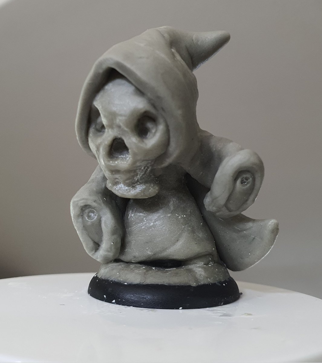 I've never sculpted a miniature before. I've been working on this guy for a while. Needs hands, a staff or something, and lots of clean up. Made with apoxie sculpt. 
Happy Monday and happy Teacher's Day to my fellow educators.