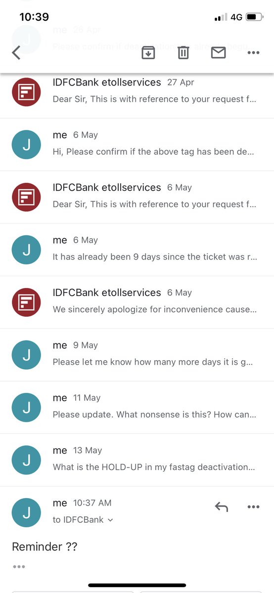 jiten151's tweet photo. @IDFCFIRSTBank @IDFCFIRST_Help how much time does it take to deactivate a fastag ? It’s been 30 days and it now feels like im having a conversation with myself. https://t.co/oM6vTaunm4