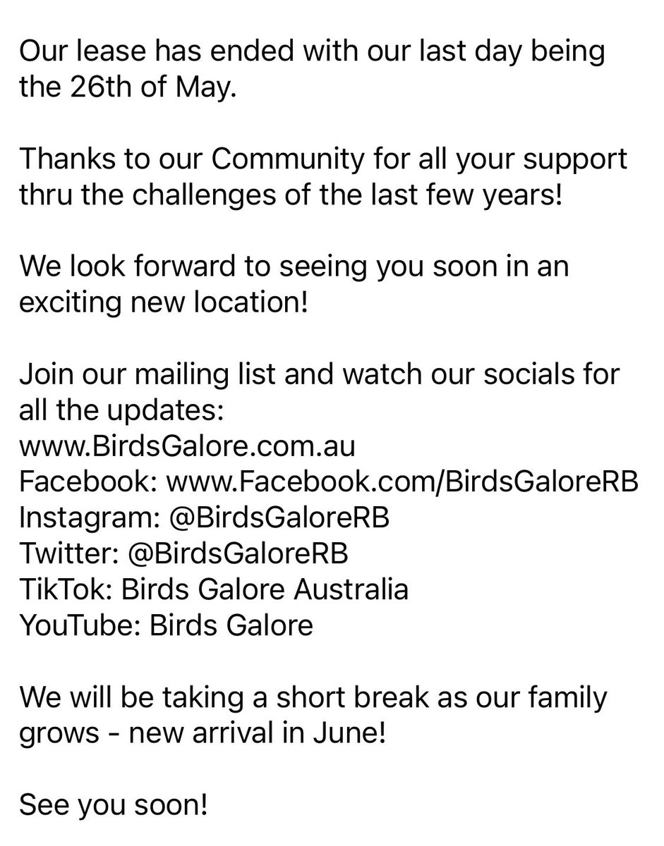 BirdsGaloreRB's tweet photo. Announcement from
Birds Galore of Rose Bay North
4 Old South Head Road
Vaucluse, NSW 2030
9337 6237
https://t.co/Cwg9HcNg3w
#birdsgalore #sydney #rosebay #vaucluse #doverheights #doublebay #sydneyfood #sydneyfoodie #easternsuburbmums https://t.co/ihKnX8jXFE