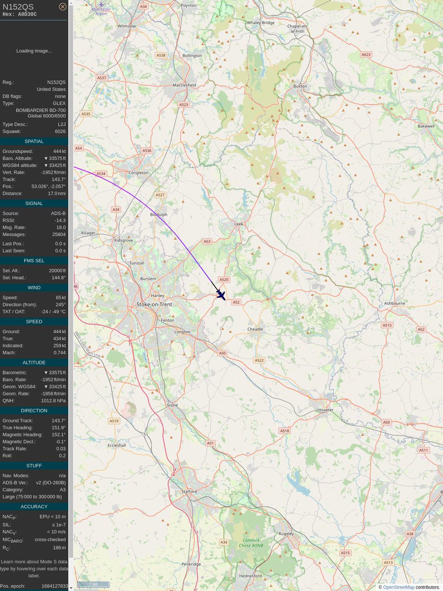 FlyByMiddlewich's tweet image. ICAO: A0D30C
Flt: N152QS #ADS-#UGN
First seen: 2023/05/15 06:14:36
Min Alt: 37625 ft MSL
Min Dist: 0.26 mi

#adsb #FlyByMiddlewich middlewichflyby.ddns.net:8088
globe.adsbexchange.com/?icao=a0d30c