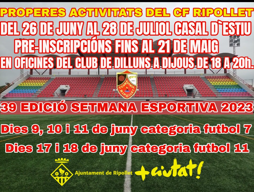 RipolletCF's tweet photo. Properes activitats del CF RIPOLLET. https://t.co/NirNFi1k4R