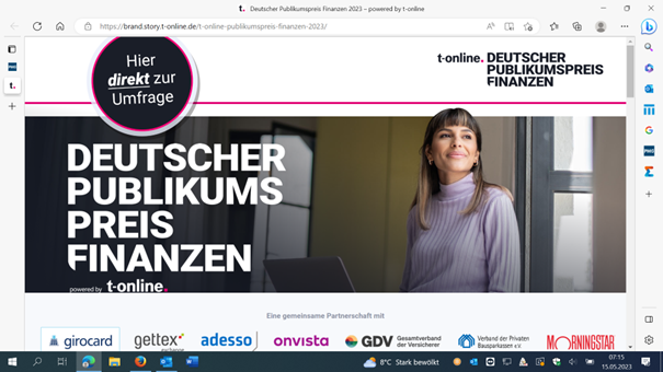 Deutscher Publikumspreis Finanzen von <a href="/tonline/">t-online</a>  Stimmen Sie ab! brand.story.t-online.de/t-online-publi…