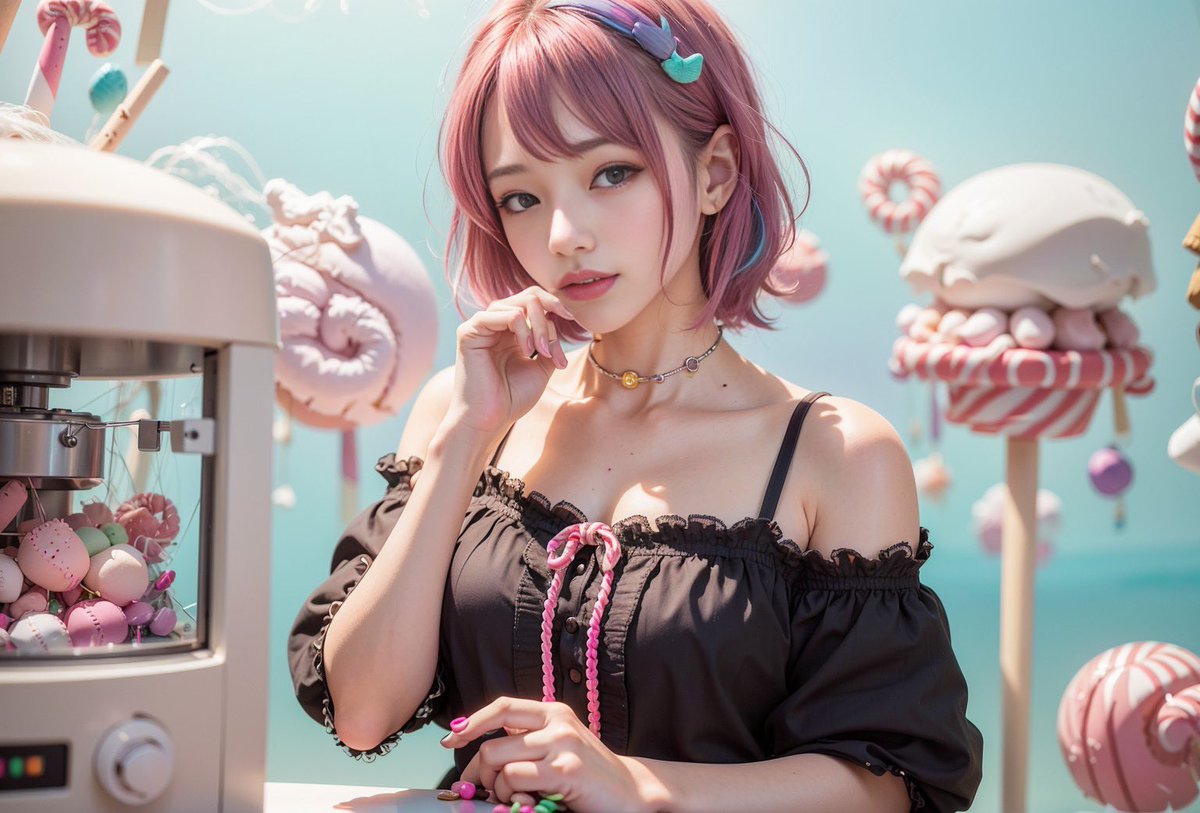 airi_wakui's tweet photo. ハマっちゃってるんでしばらくコレ系続きます。prompt置いておきましゅ

#candygirl #マシュマロ #popart #AI美少女 https://t.co/DSWMPCgmtK